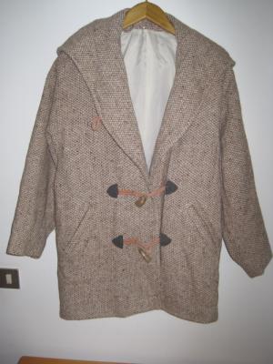 Abrigo de paño mujer beig-marrón